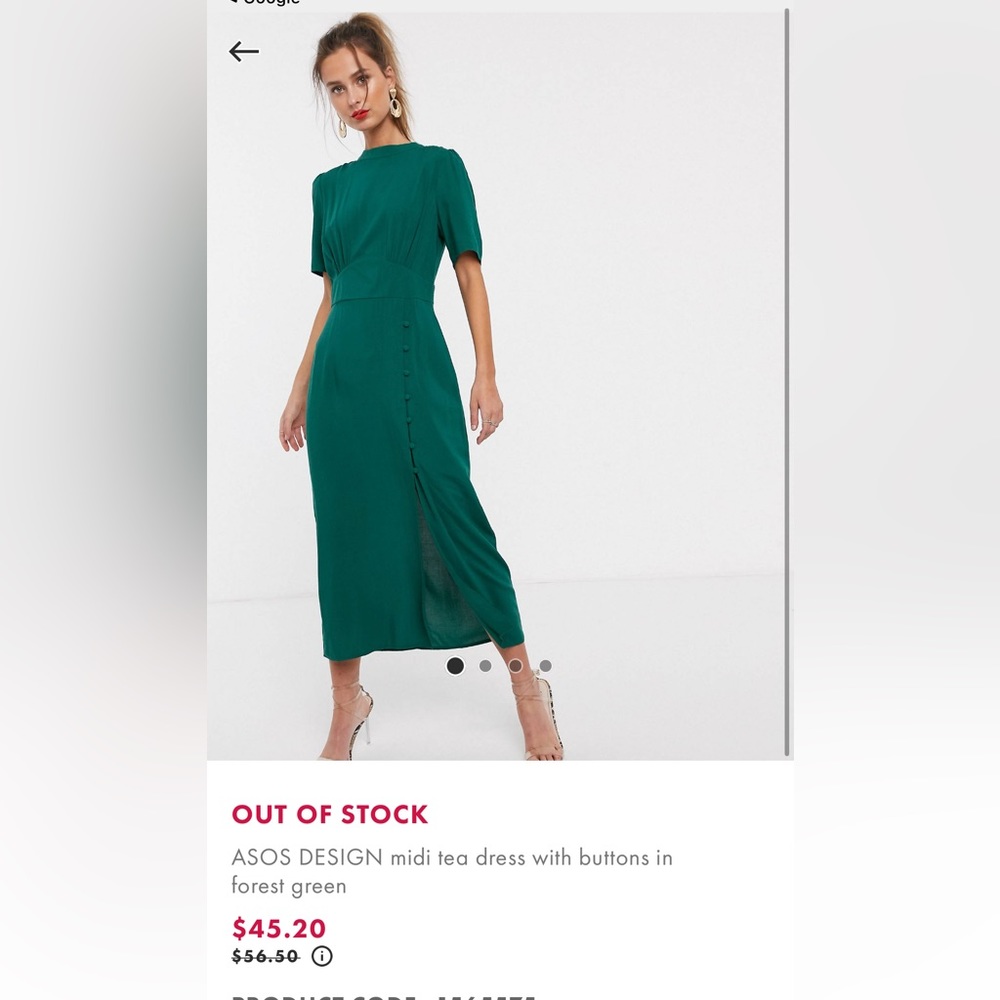 ASOS midi forest green dress